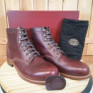 Wolverine 1000 Mile Plain Toe‎ Original Work Boots Mens 8 D Brown Leather USA